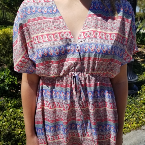 Coral Blue Paisley Dress - Picture 2 of 8